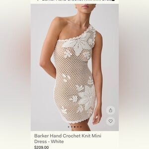 MESHKI Crochet One-Shoulder White Floral Mini Dress